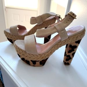 Leopard print calf hair Stuart Weitzman platforms sandal.Brand new witho…